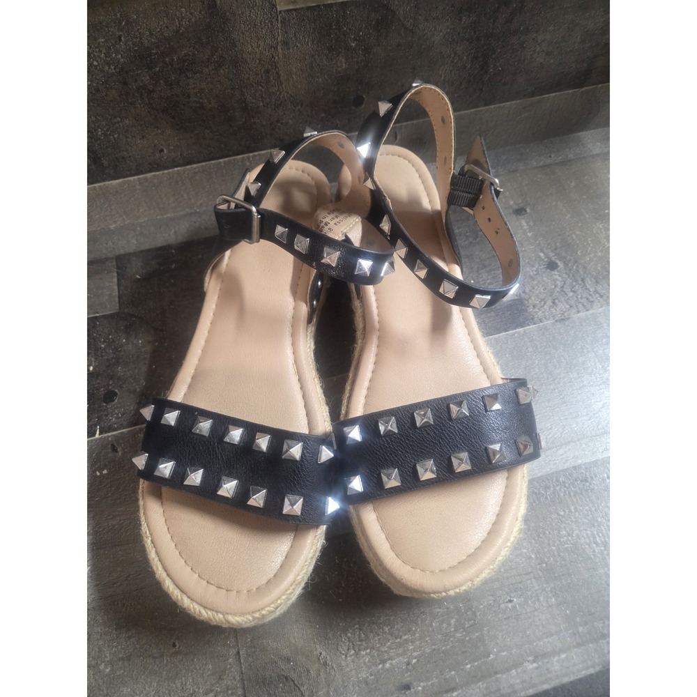 Melissa Womens Black Studded Sandals Wedge Sz 8.5